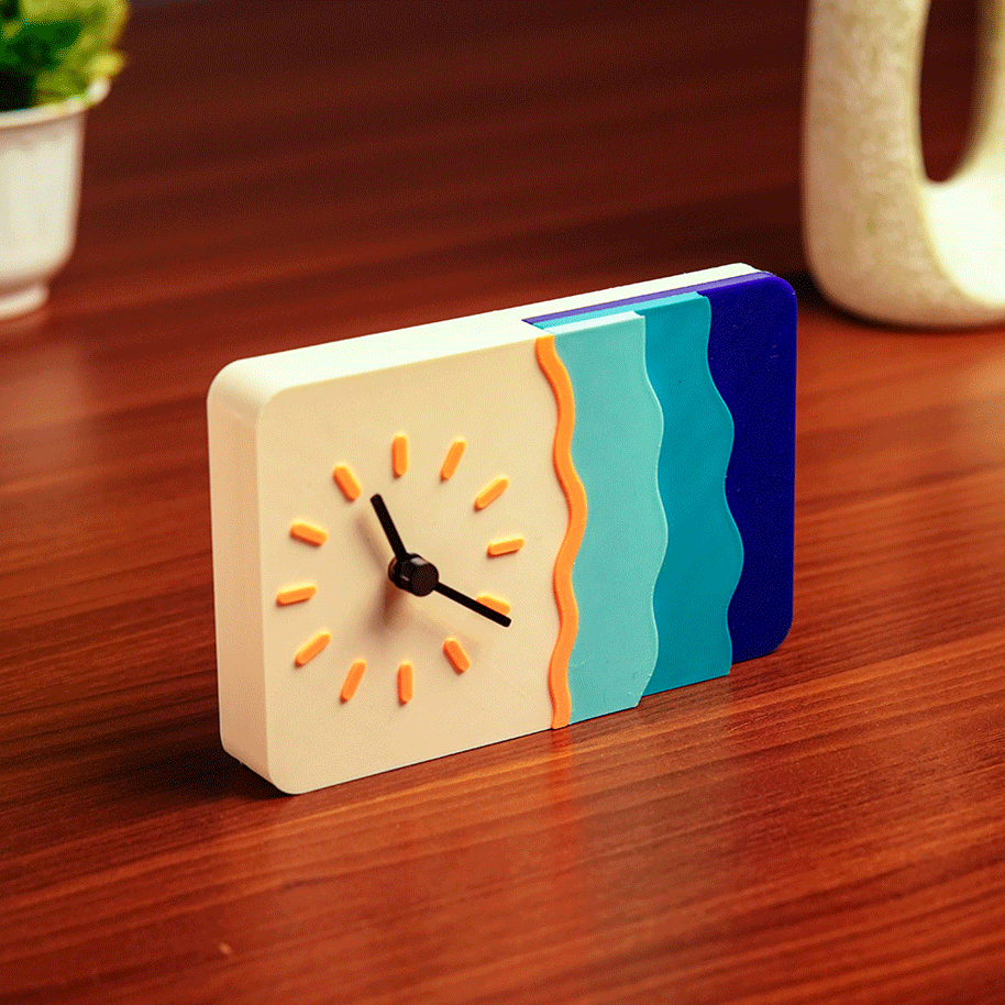 LayerStory “Waveform Horizon” Desk Clock – Modern Coastal-Inspired
