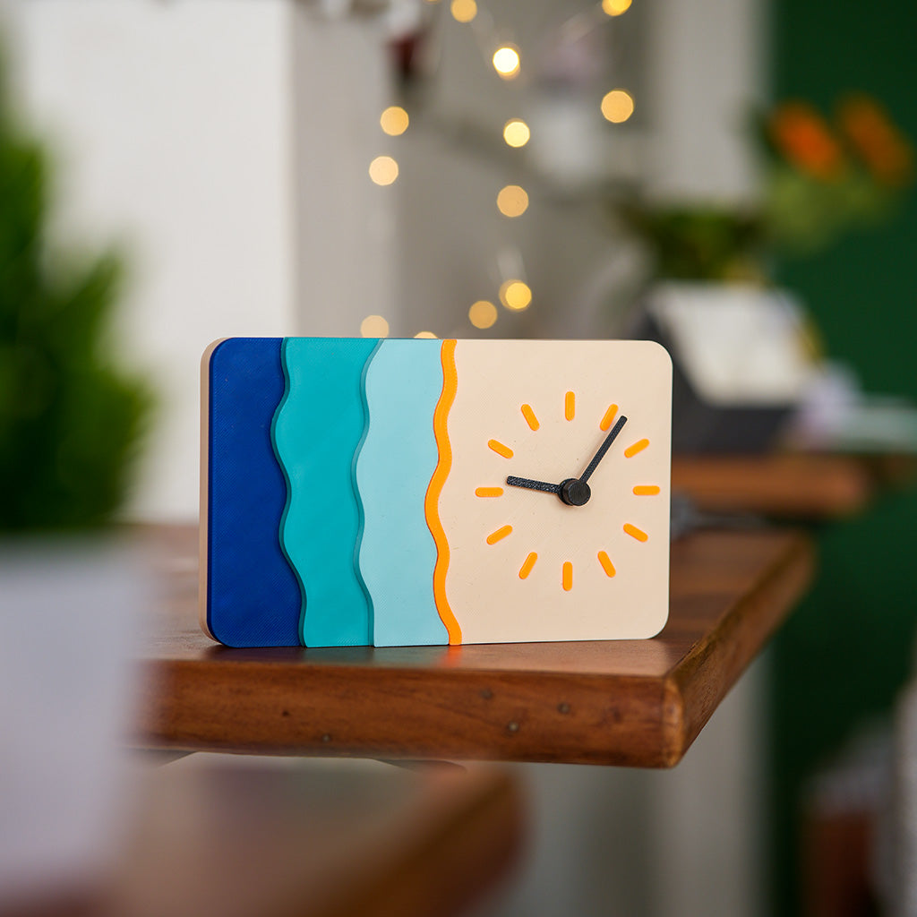 LayerStory “Waveform Horizon” Desk Clock – Modern Coastal-Inspired