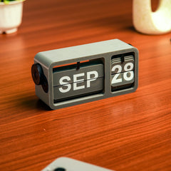 LayerStory “FlipFrame” Desk Calendar – Modern Gray Flip Style Date Organizer for Office Desk
