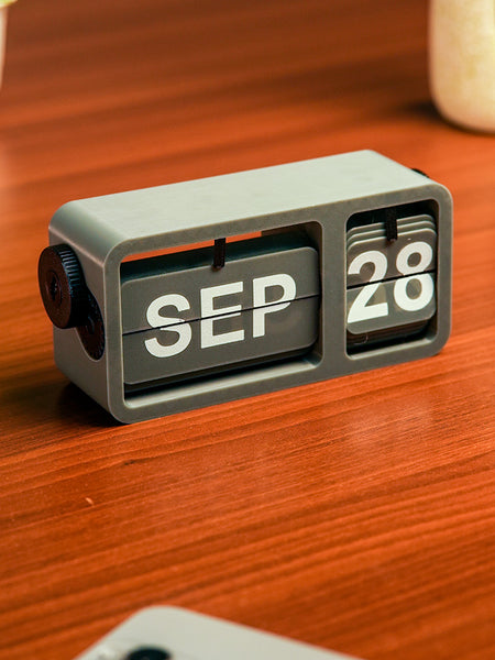 LayerStory “FlipFrame” Desk Calendar – Modern Gray Flip Style Date Organizer for Office Desk