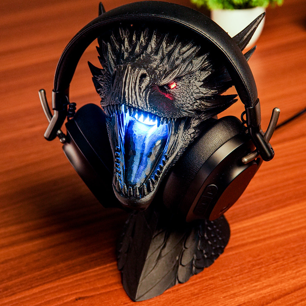 Draco Luxe Headphone Stand with LED Lighting | Premium Desk