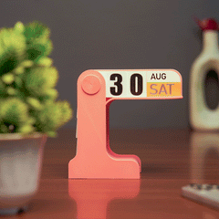 LayerStory FlipDate Retro Perpetual Desk Calendar in Pink – minimalist desk accessory