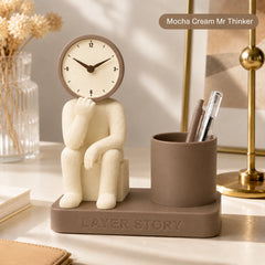 Mr. Thinker – Desk Clock & Pen Stand