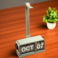 FlipDate Retro Calendar with Headphone Stand Add-On – Sleek desk accessory for music lovers